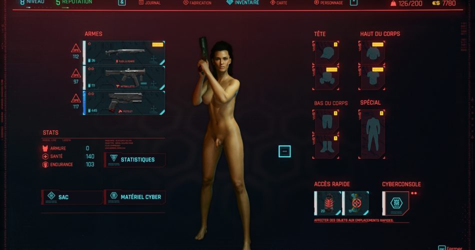 Personnalisation du personnage Cyberpunk 2077
